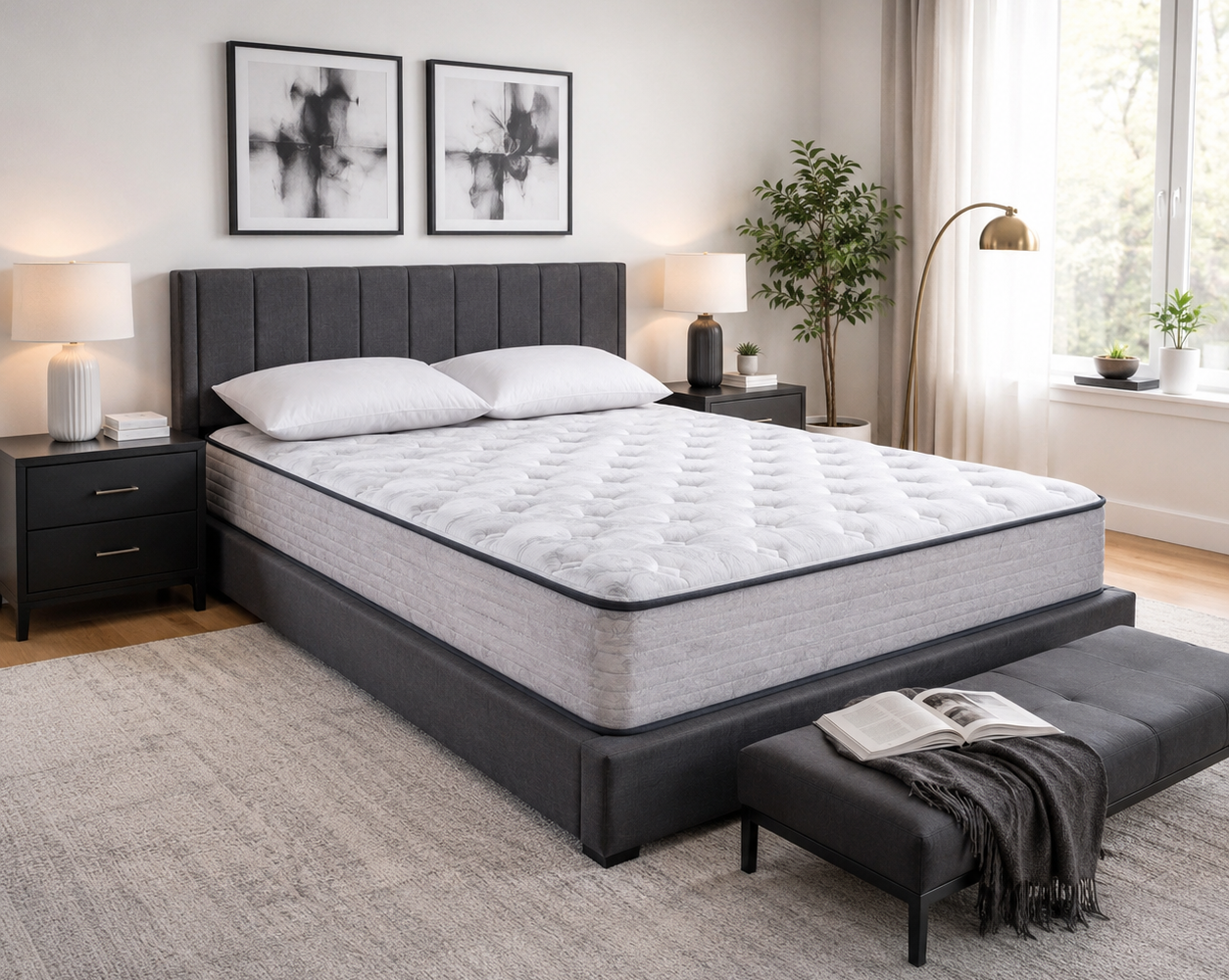 Chambre moderne et épurée avec lumière naturelle : inspiration chambre