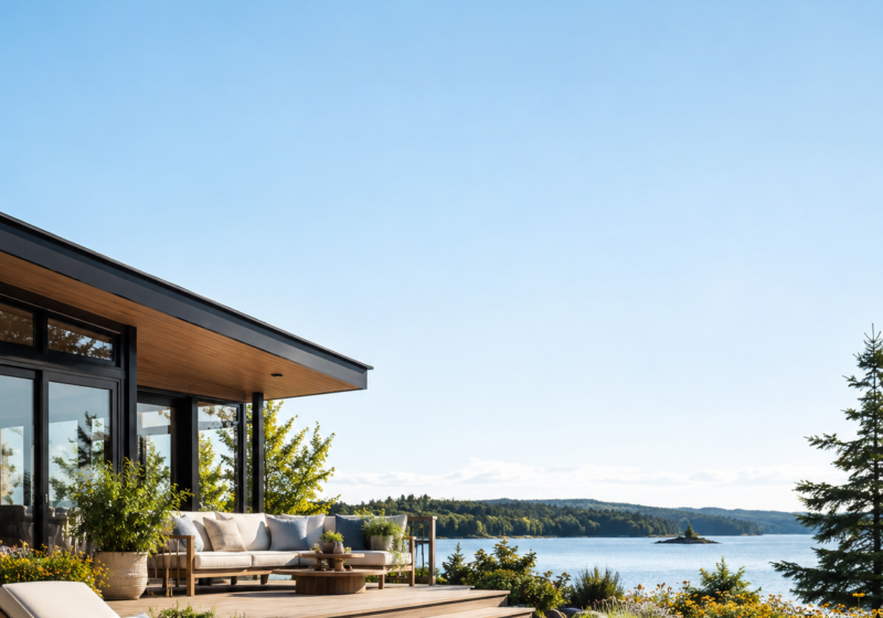 Terrasse moderne au bord du lac : inspiration patio