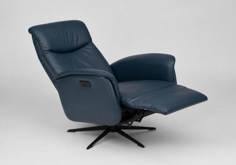 Fauteuil inclinable en cuir bleu marine : inspiration salon