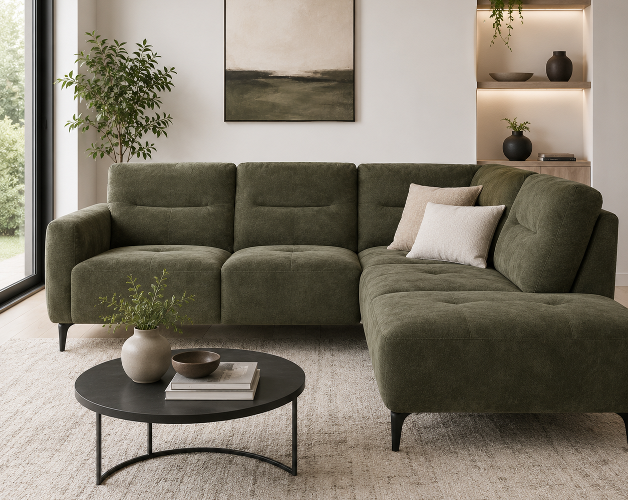 Salon moderne et apaisant avec plantes : inspiration salon