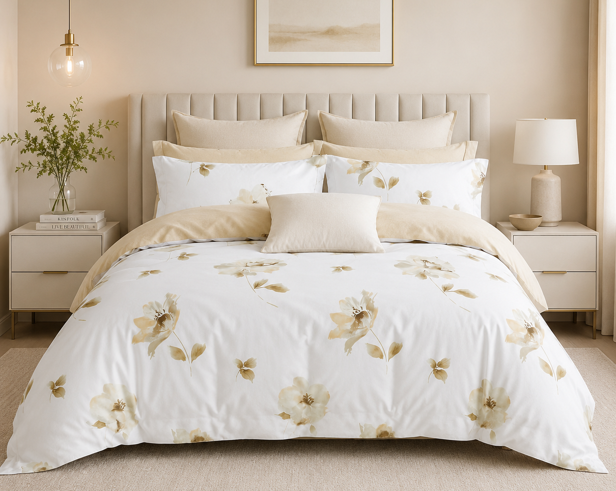 Chambre moderne et élégante en beige : inspiration chambre