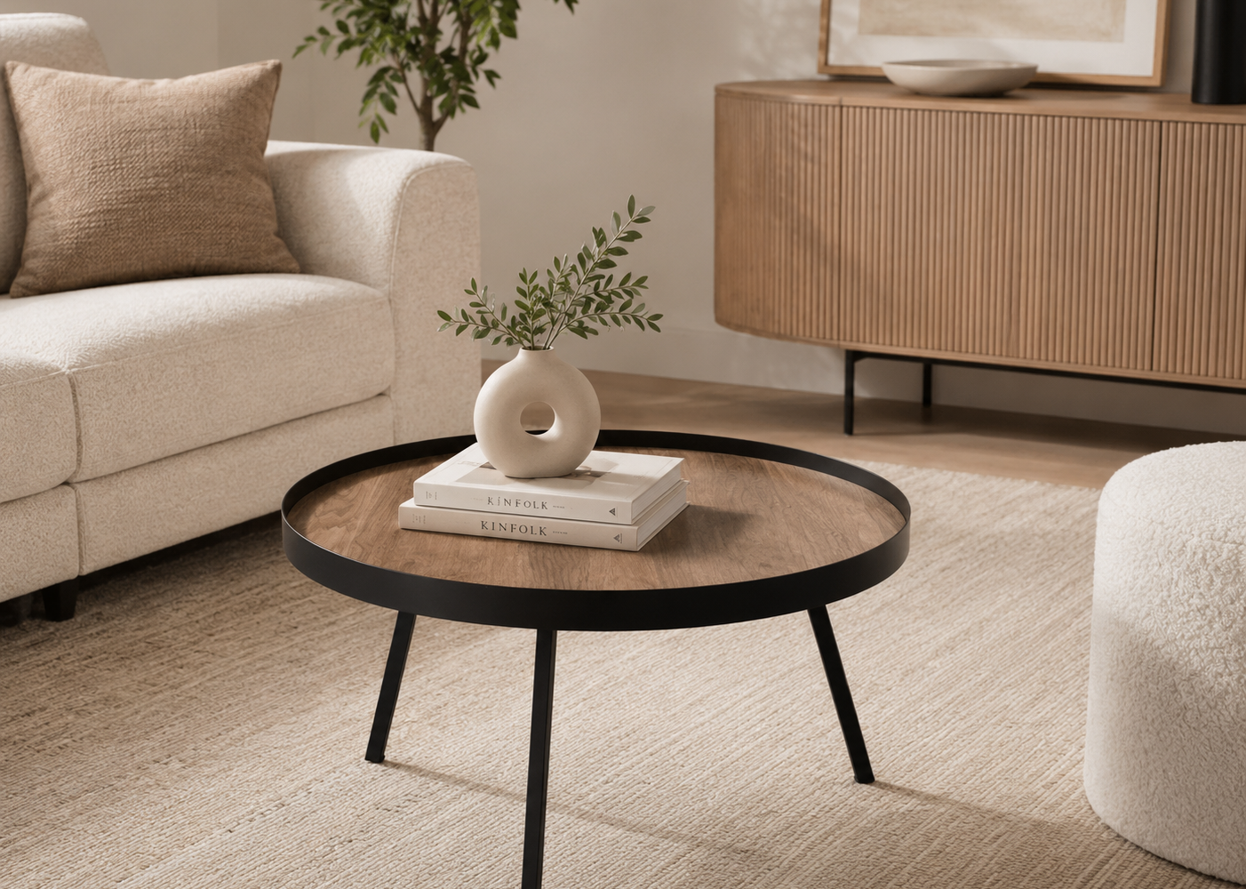 Salon moderne et minimaliste chaleureuse : inspiration salon