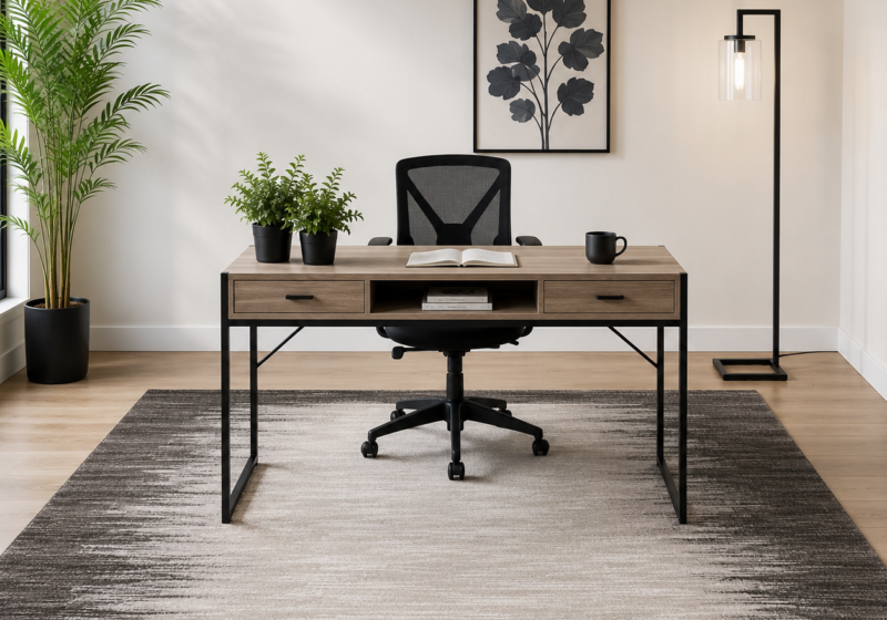 Bureau moderne minimaliste avec plantes : inspiration bureau