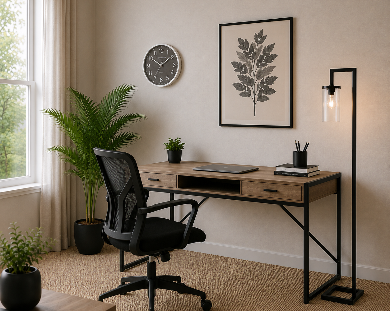 Bureau à domicile minimaliste et chaleureux : inspiration bureau