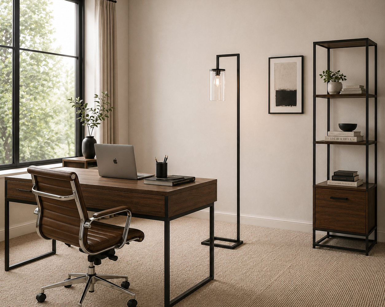 Bureau moderne et lumineux avec plantes : inspiration bureau