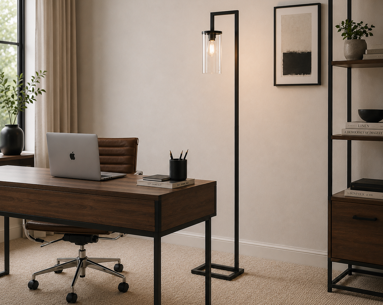 Bureau moderne et épuré avec lumière naturelle : inspiration bureau