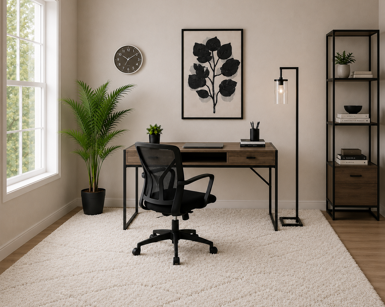 Bureau moderne et épuré avec plantes : inspiration bureau