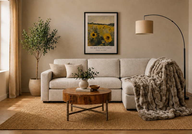 Superposer coussins et jetés sans encombrer le sofa