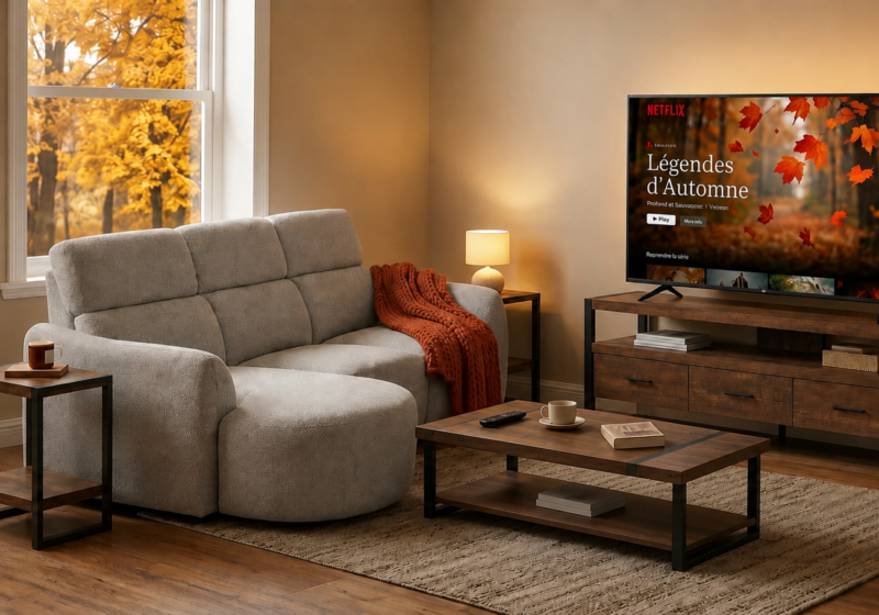 Salon moderne aux couleurs d'automne : inspiration salon