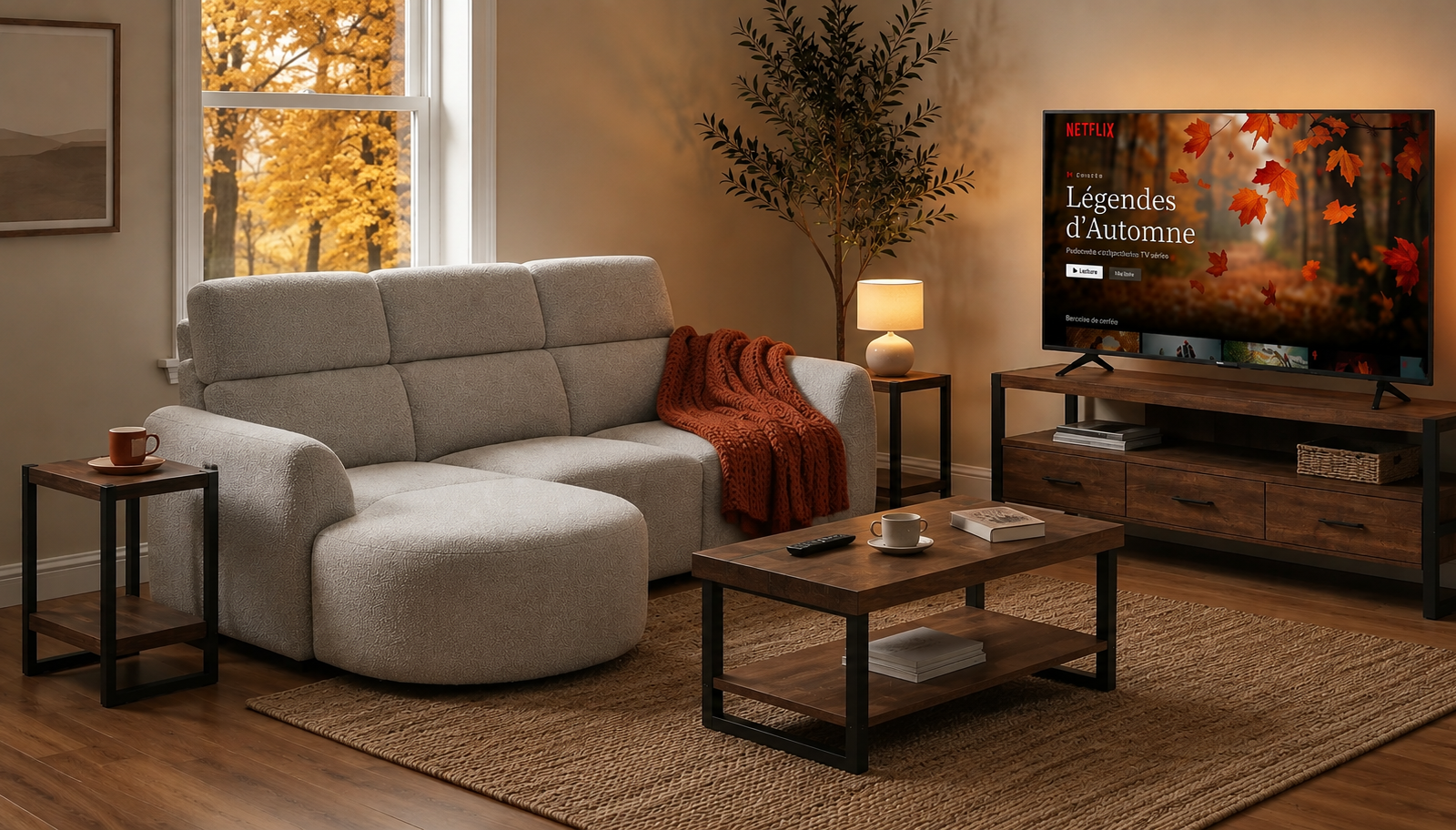 Salon moderne et chaleureux en automne : inspiration salon