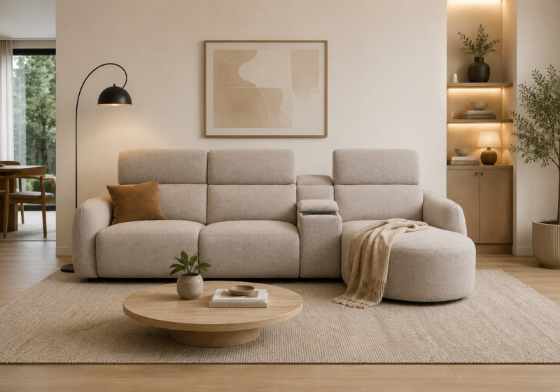 Salon moderne et minimaliste chaleureux : inspiration salon