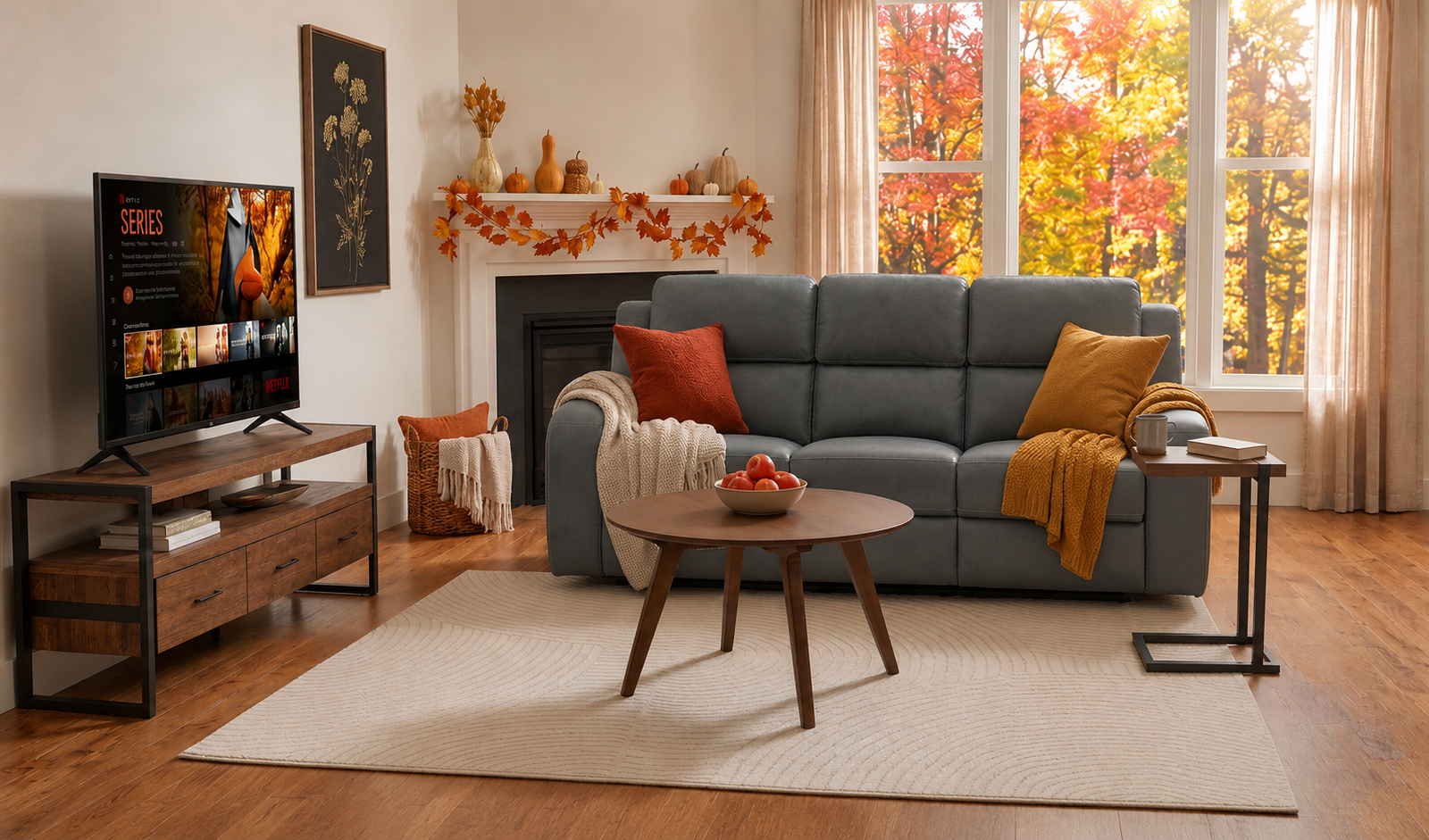 Salon douillet aux couleurs d’automne : inspiration salon