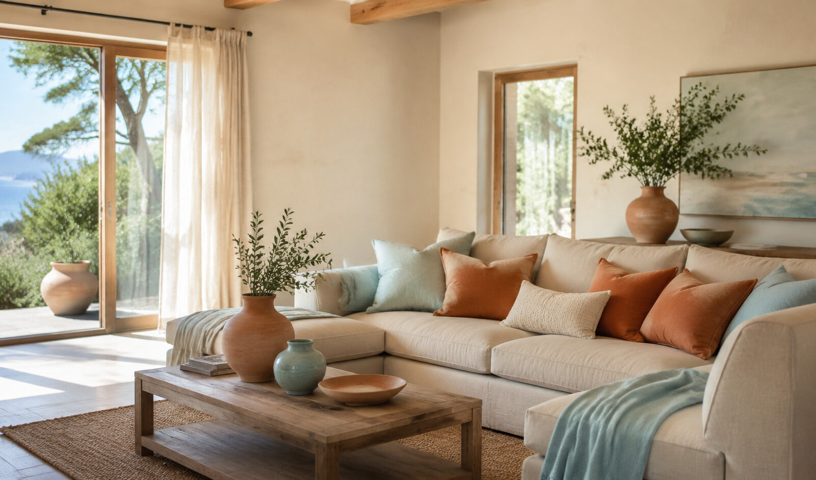 Terracotta et bleu aquatique : le duo de l'été 2026, inspiration salon