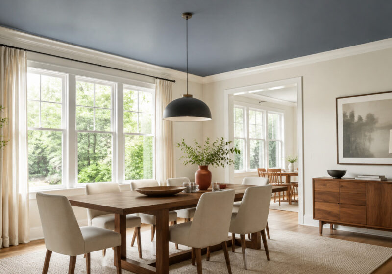 Plafond coloré : 10 palettes qui changent du mur d'accent, inspiration salle à manger