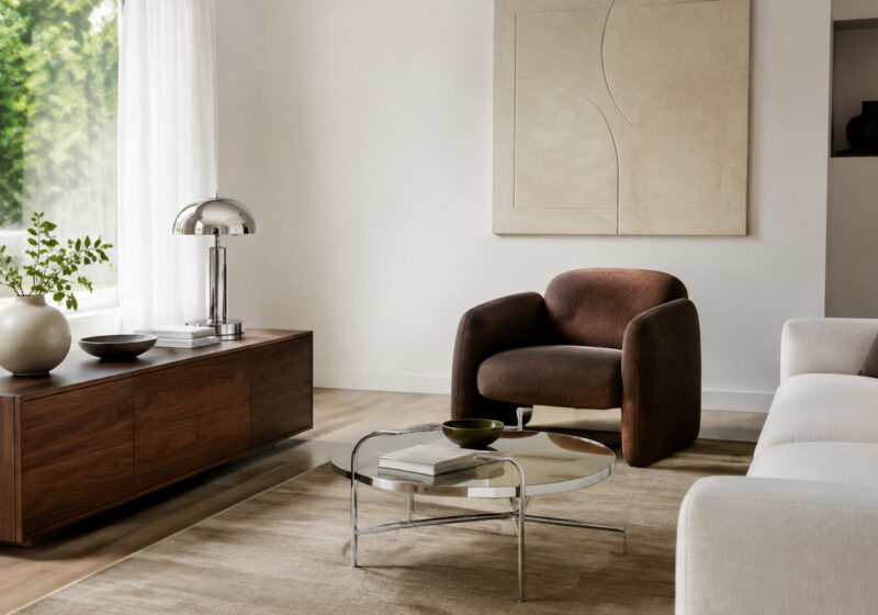 Chrome et bois foncé : le contraste chic de 2026, inspiration salon