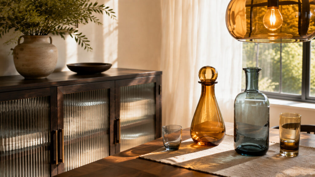 Verre strié, ambré ou coloré : lequel choisir? : mobilier, lumière et couleurs