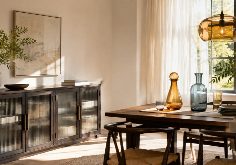 Verre strié, ambré ou coloré : lequel choisir?, inspiration salle à manger