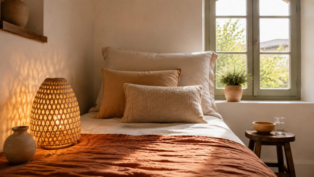 Créer une chambre d’invités d’inspiration méditerranéenne : matières et détails