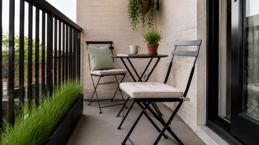 Aménager un petit balcon avec une touche de vert : matières et détails