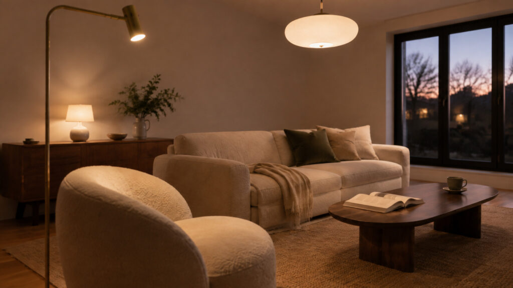 Superposer les sources de lumière dans un décor contemporain : matières et détails