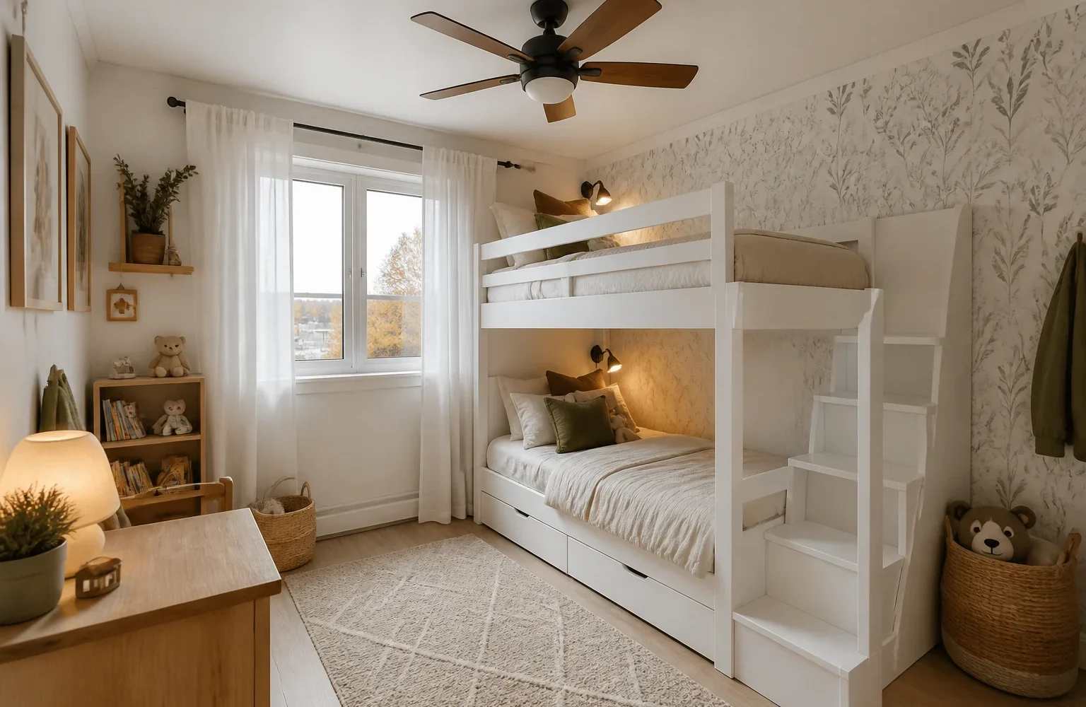 Lit superposé : le mesurer avec le plafond, la fenêtre et le ventilateur avant de l’acheter, inspiration chambre