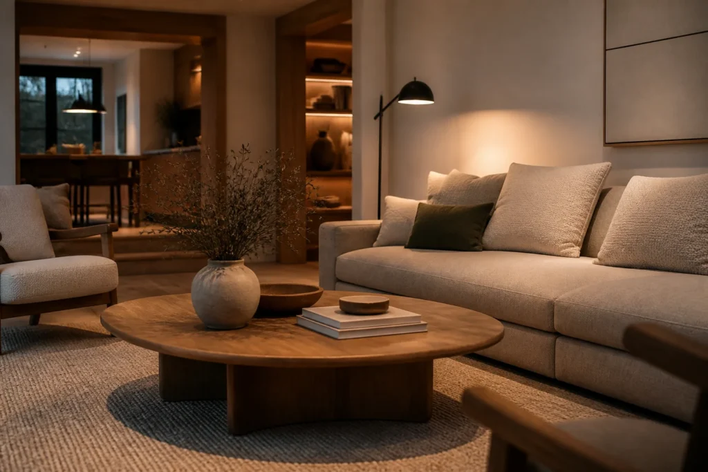Le test de la porte : voir en 30 secondes si le salon est trop chargé – mobilier, lumière et couleurs